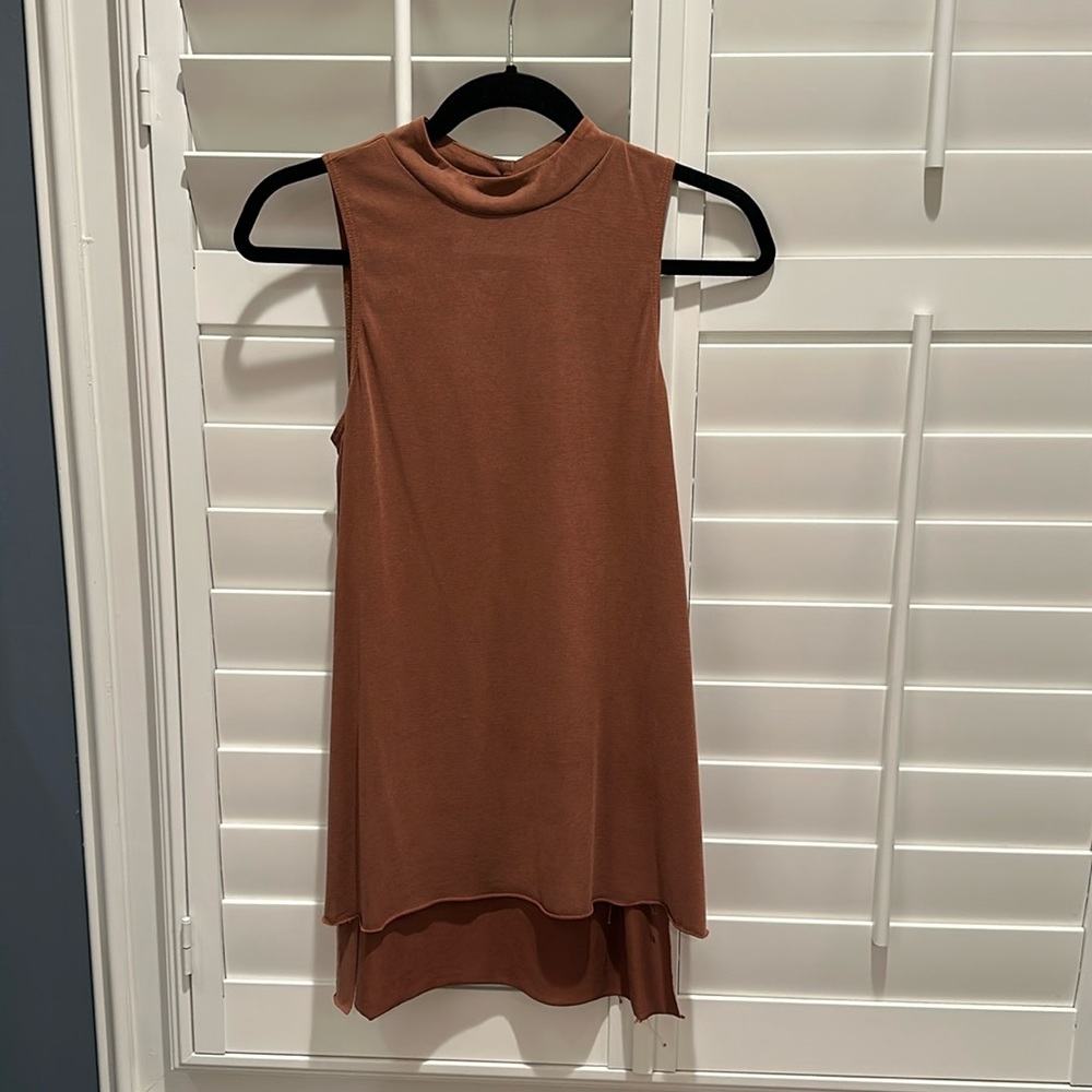 Burnt orange mock turtleneck tank